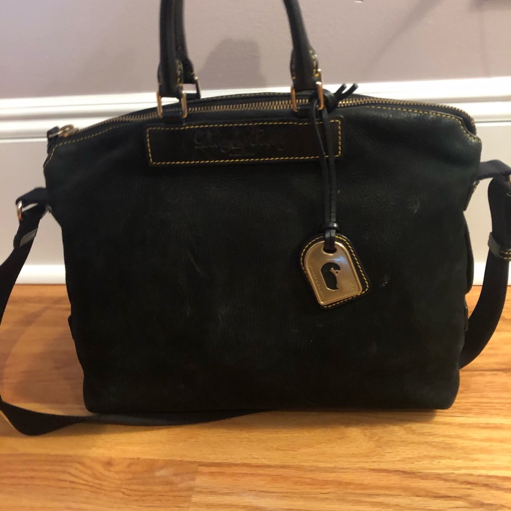 Black suede Dooney and Bourke tote